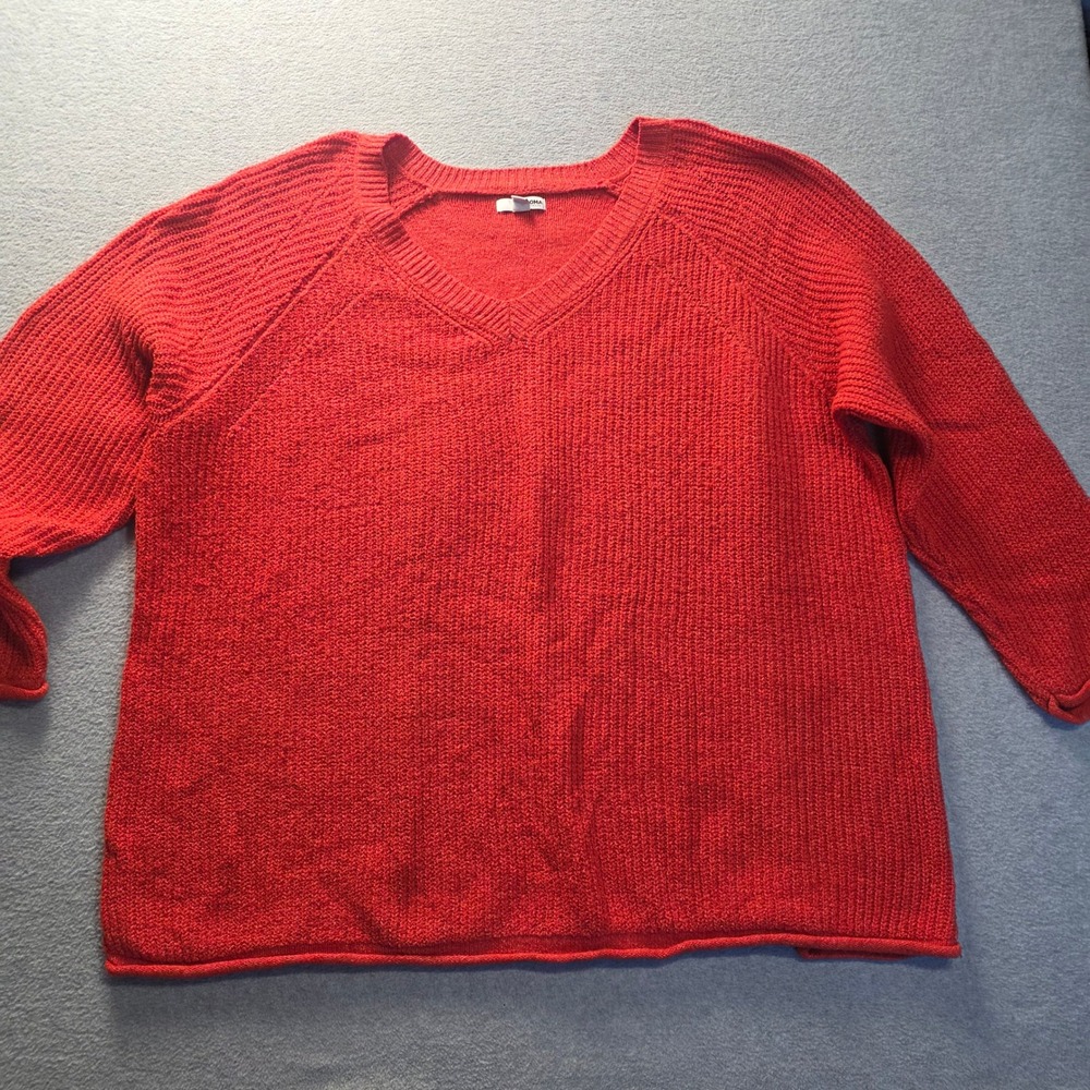 Sonoma Goods For Life V Neck Knit Pullover Sweater Womens Plus 4X Rust Orange